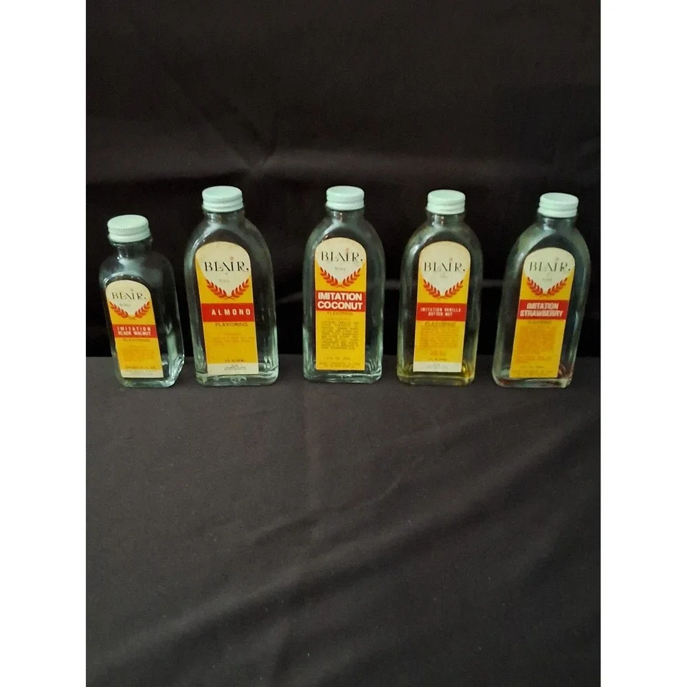 Lot Of 5 Vintage Blair Flavoring Bottles #21962 #72354 #80626‎ #80737 #71227 GVC